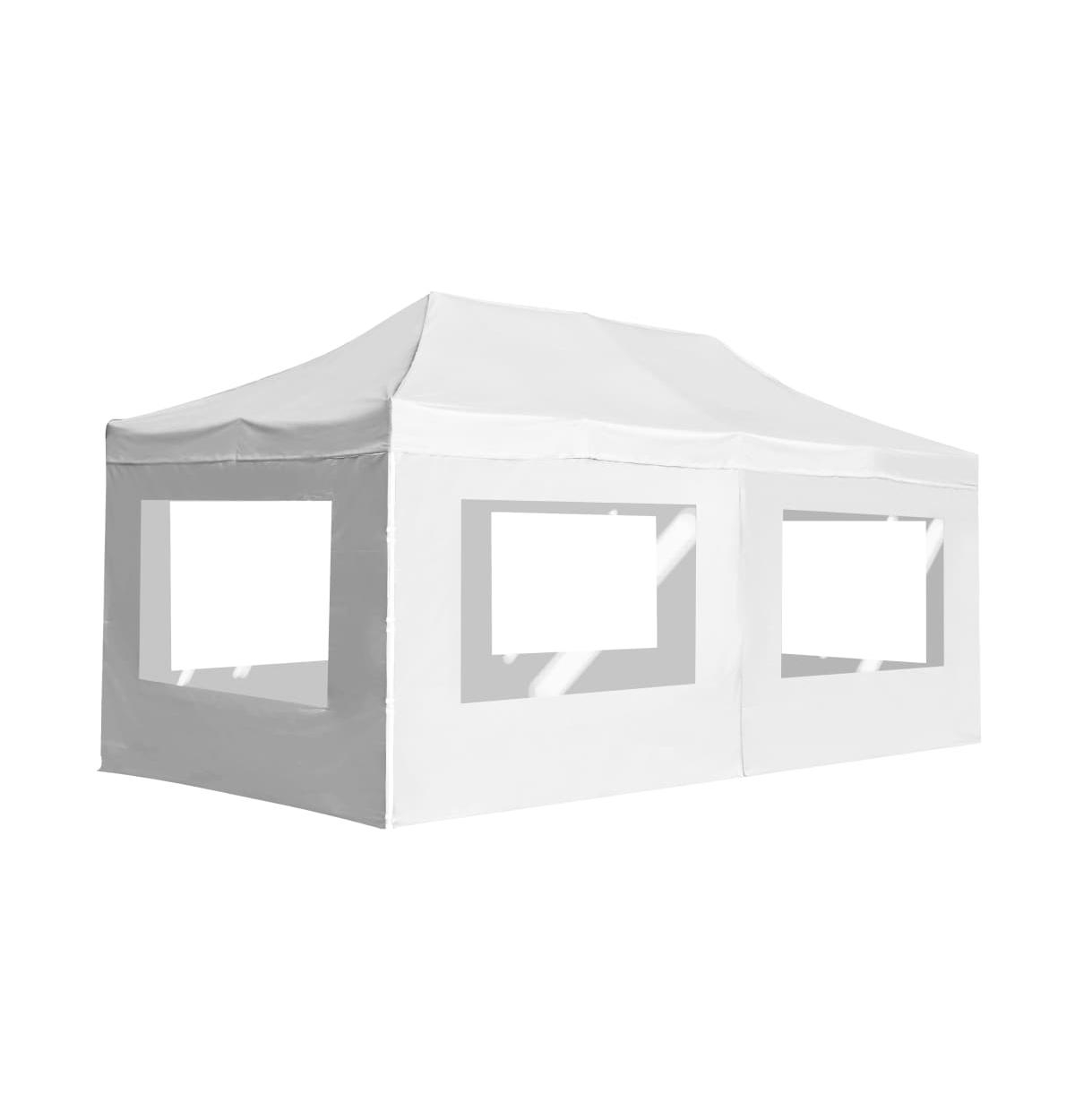 Professional Folding Party Tent with Walls Aluminum 19.7'x9.8' White - White