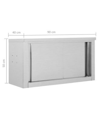 Kitchen Wall Cabinet with Sliding Doors 35.4&amp;quot;x15.7&amp;quot;x19.7&amp;quot; Stainless Steel