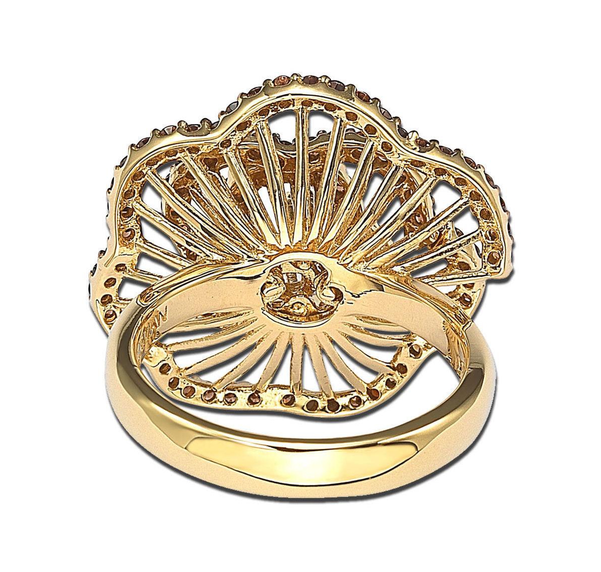 Suzy Levian Sterling Silver Cubic Zirconia Pave Flower Ring