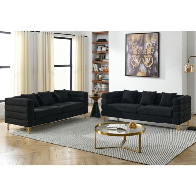 Streamdale 3 Seater + 3 Seater Combination Sofa.Black Teddy