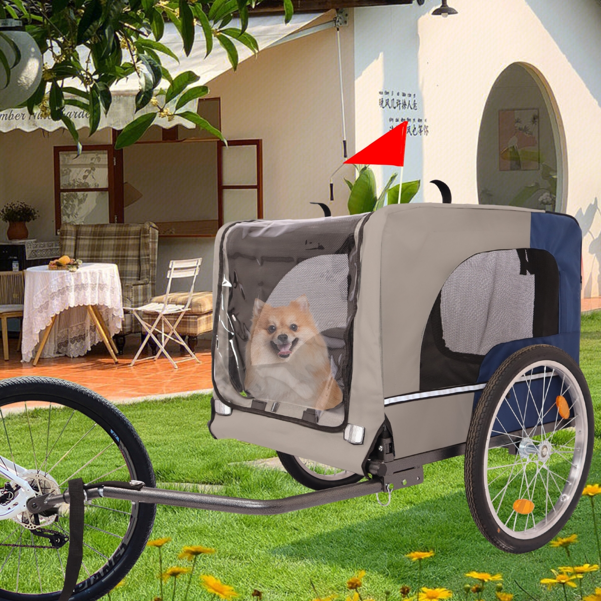 Streamdale Furniture Tangkula Dog Bike Trailer with Safety Features