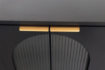 Glass-Door Accent Cabinet with 4-Door Storage