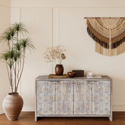 Streamdale Farmhouse Style 4-Door Wooden Storage Cabinet