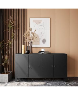 Streamdale 4-Door Matte Black Accent Cabinet for Multiple Rooms