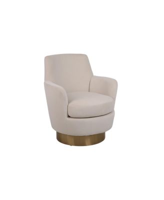 Beige Velvet Swivel Accent Chair with Gold Base