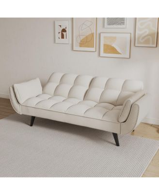 57" Sofa with Throw Pillow & Armrests