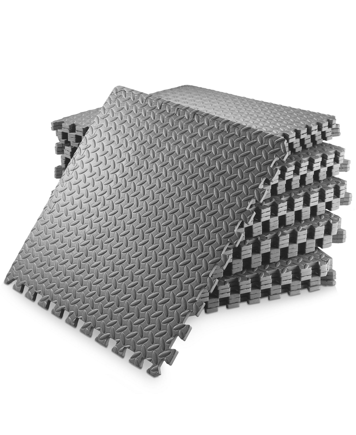 Pack of 30 Exercise Flooring Mats - 24 x 24 Inch Foam Rubber Interlocking Puzzle Floor Tiles - Gray - Grey