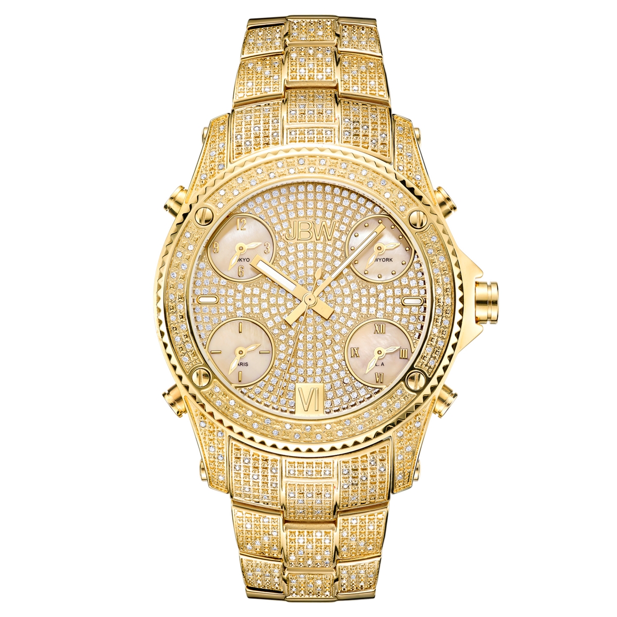 Men's Jet Setter Diamond (2 ct.t.w.) 18k Gold Plated Stainless Steel Watch - Gold