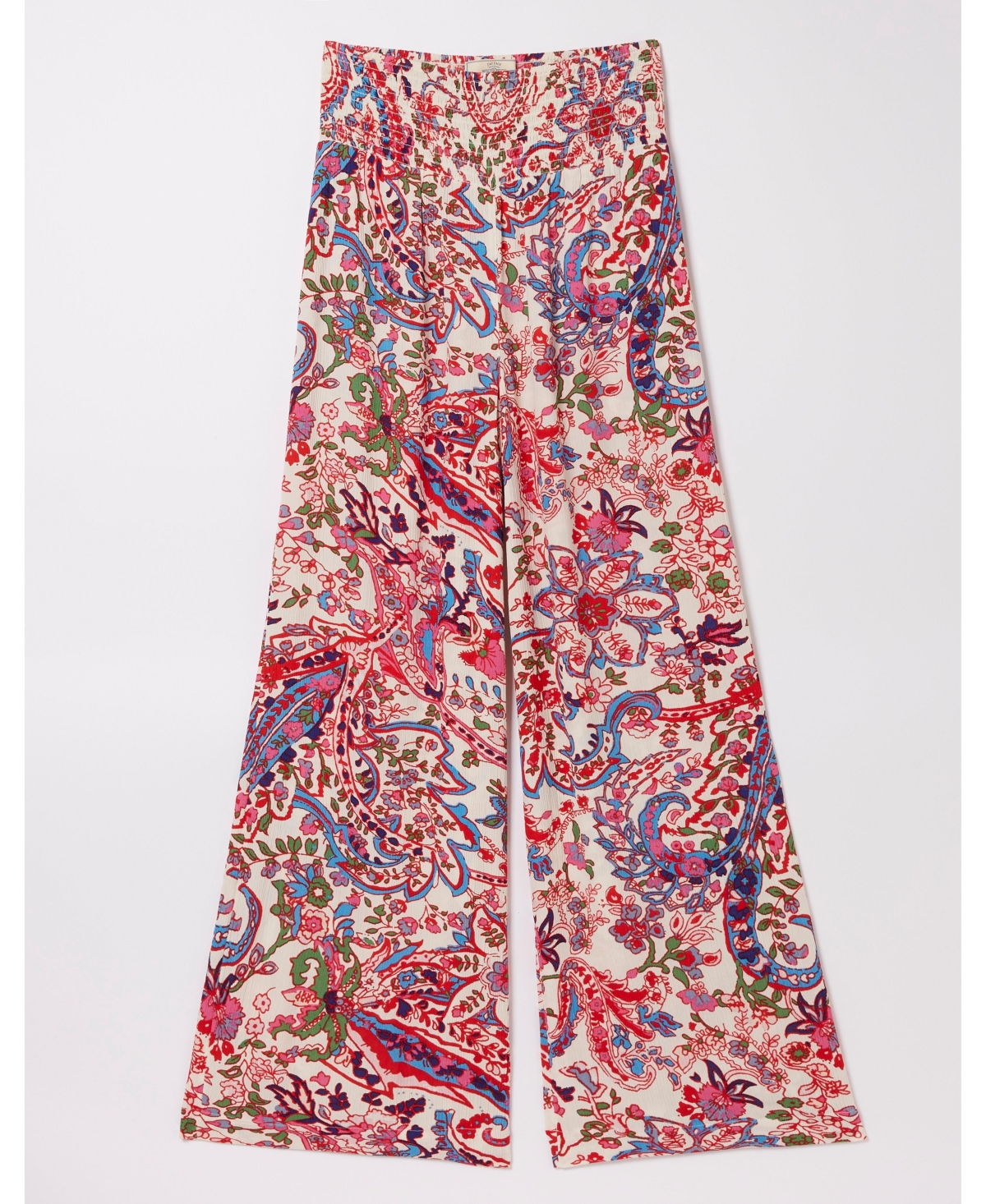 FatFace Plus Size Shirred Bright Paisley Palazzo Trousers