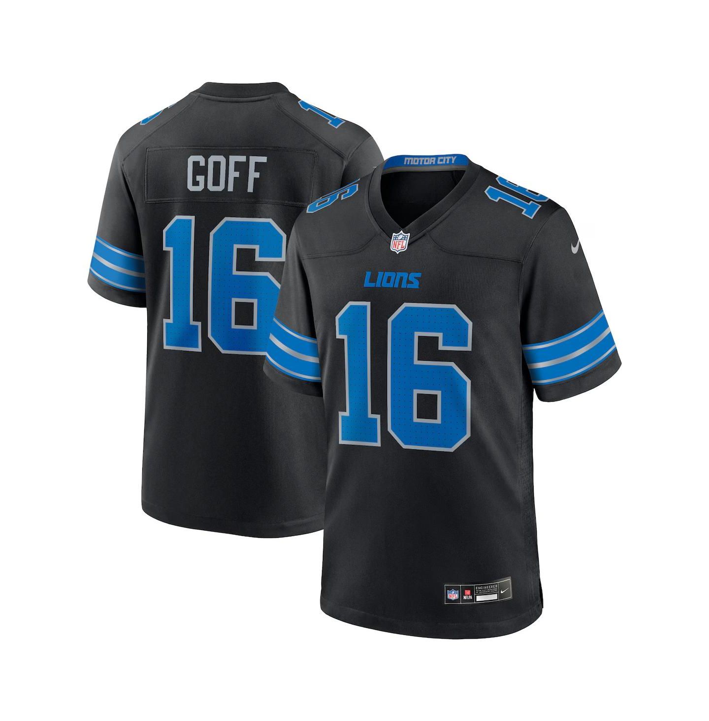 Мужской топ Fanatics Nike Jared Goff Detroit Lions 2nd Alternate Game Jersey, цвет: Чёрный — фото 1
