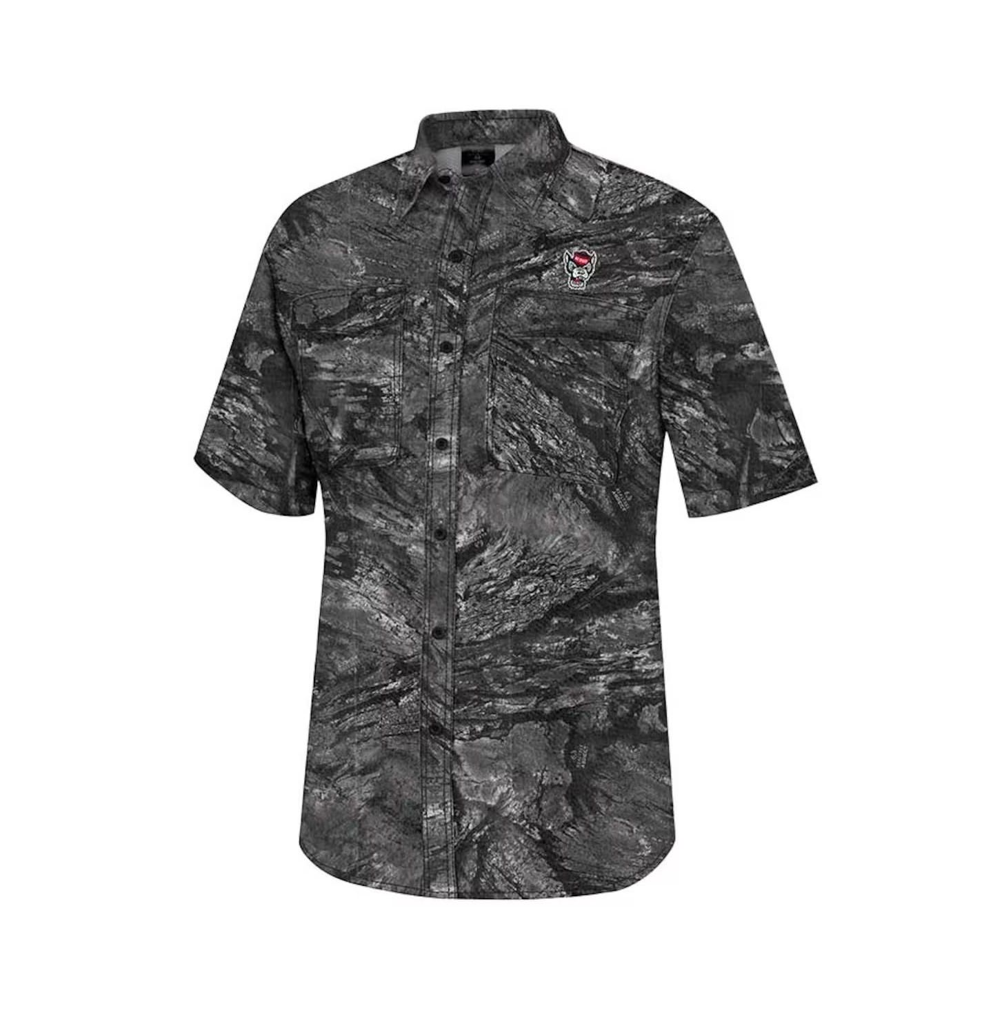 Мужская рубашка Colosseum Charcoal NC State Wolfpack Realtree Aspect Charter Full-Button Fishing — фото 2