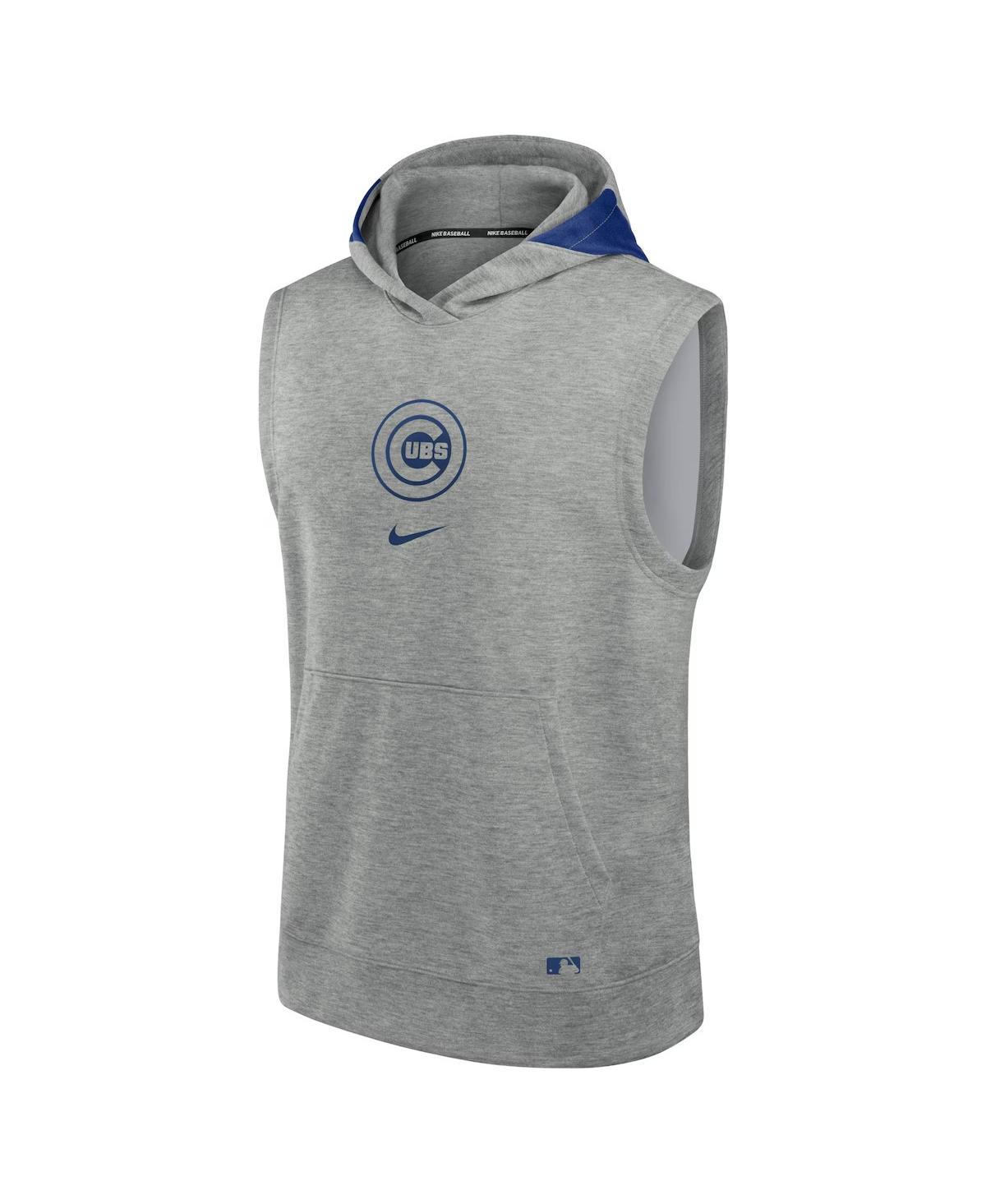 Nike Men'sChicago Cubs Authentic Collection Early Work Performance Sleeveless Pullover Hoodie - Heather Gray, Royal