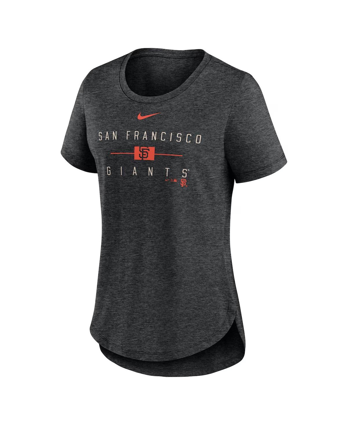 Fanatics Nike Women's Heather Black San Francisco Giants Knockout Team Stack Tri-blend T-shirt In Heather Black