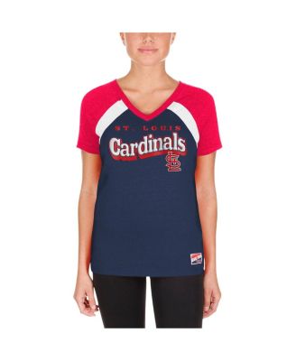 Women's Navy St. Louis Cardinals Heathered Raglan V-Neck T-Shirt