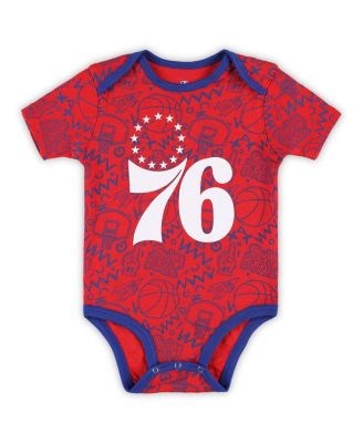 Infant Royal/Red/Gray Philadelphia 76ers Slam Dunk 3-Piece Bodysuit Set