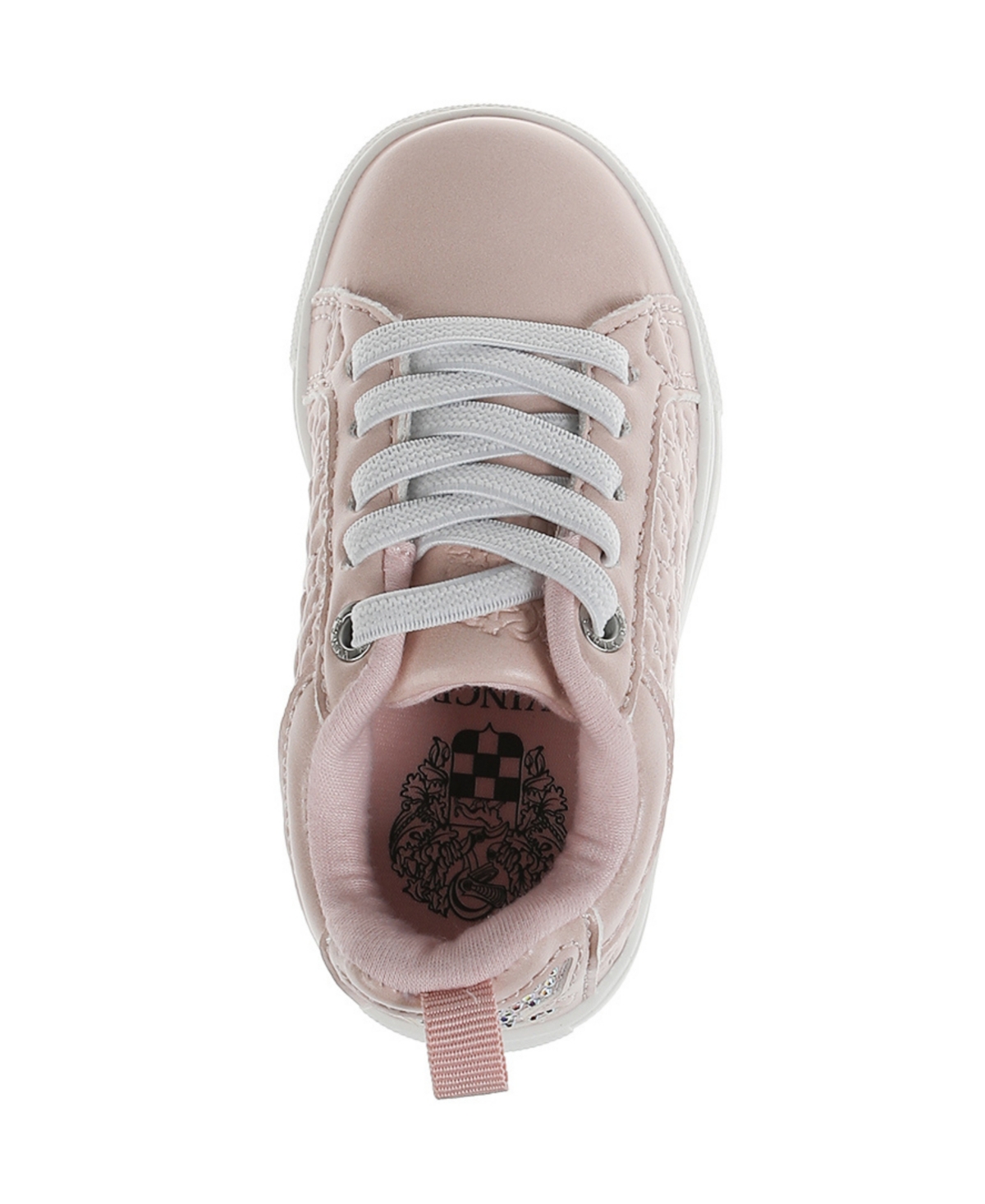 Vince Camuto Toddler Girl's Court Sneaker with Butterfly Underlay, Ab Rhinestones, and Elastic Laces Polyurethane Sandals