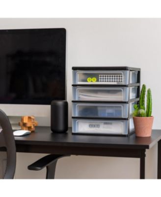 USA 4-Drawer Desktop Storage Unit, 2 Pack, White