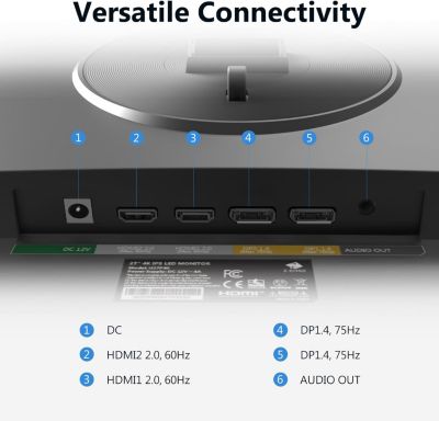 U27P4K 27" Ultra HD 3840 x 2160 99% sRGB 75Hz 5ms IPS 4K Monitor, HDMI, DP, FreeSync, LED Backlit, Anti-Glare, Support Wall mount