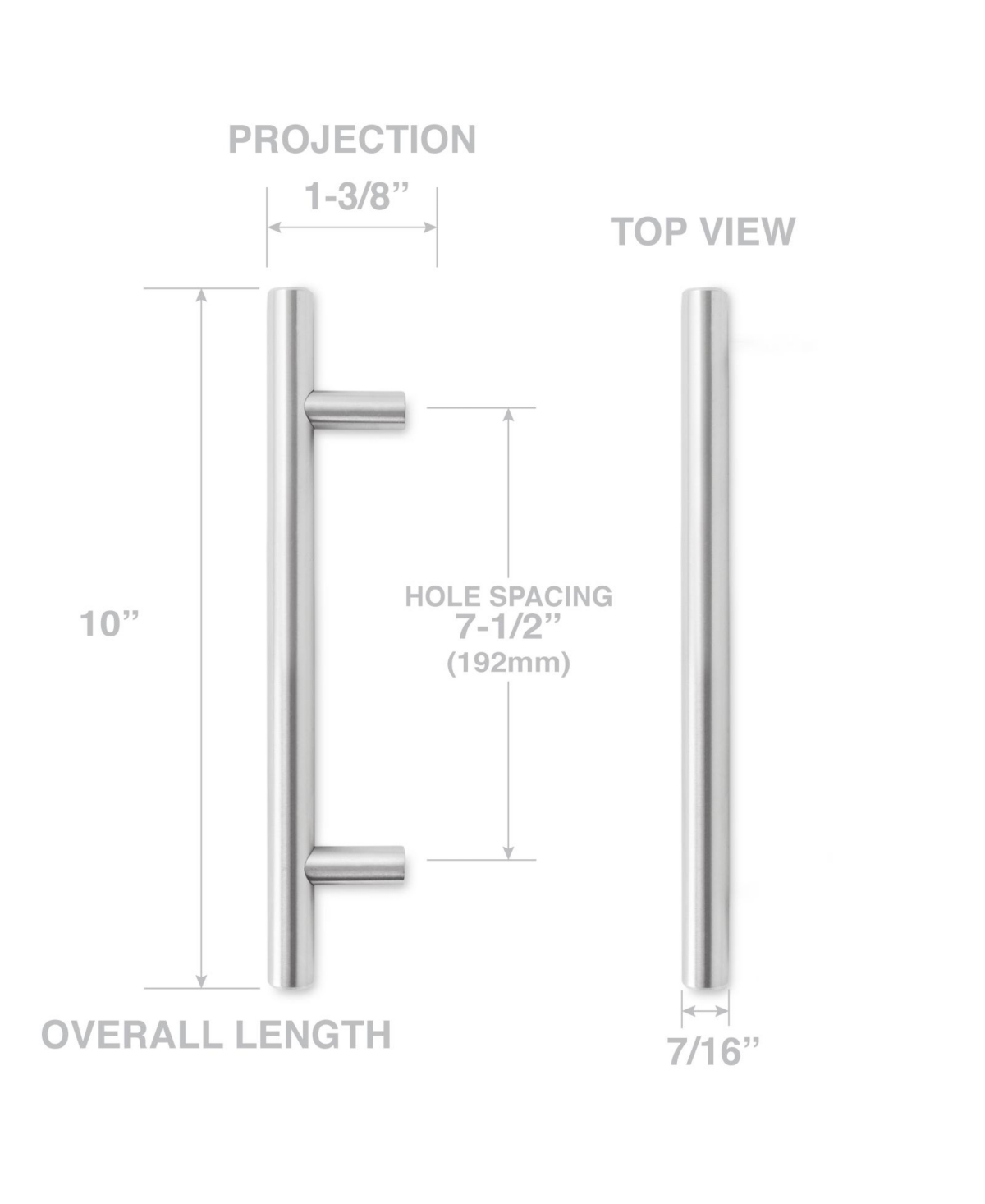 Cauldham Solid Stainless Steel Euro Style Cabinet Pull Handle Brushed Nickel Design 7-1/2