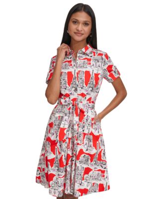 KARL LAGERFELD PARIS - Women's Signature-Print Shirtdress