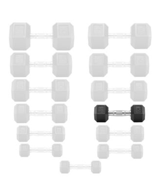 Rubber Coated Hex Dumbbell Hand Weights, 15 lb Pair