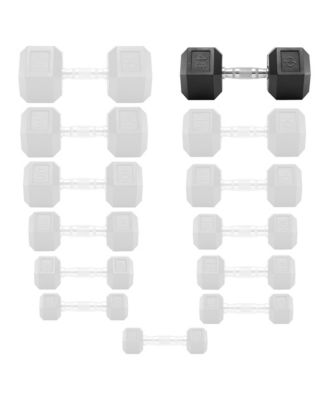 Rubber Coated Hex Dumbbell Hand Weight, 45 lbs