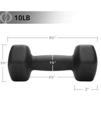 Neoprene Dumbbell Hexagon Hand Weights, 10 lb Pair - 20 lb Total