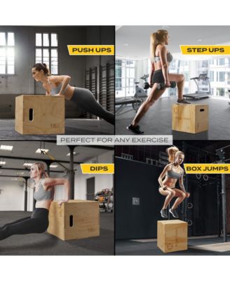 3 in 1 Wood Plyometric Box -  20" x 18" x 16" Jumping Plyo Box for Training and Conditioning