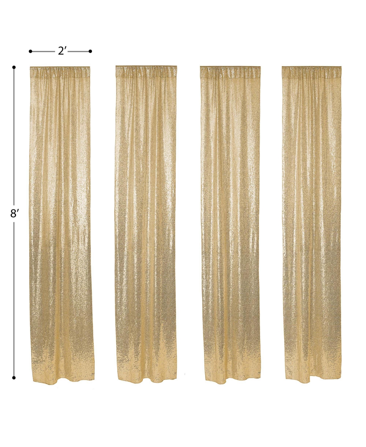 Lann's Linens (Set of 4) Sequin Backdrop Curtains, 2ft x 8ft RoseGlitter Backgrounds - Gold