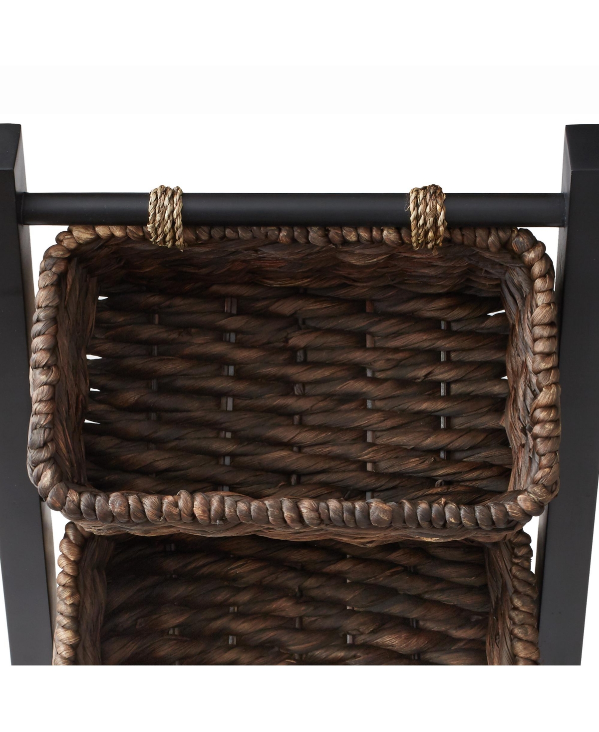 Casafield 3-Tier Floor Stand Rack with Hanging Storage Baskets, Walnut/Espresso - Wood Tower Organizer for Bathroom, Kitchen, Laundry, Living Room - B