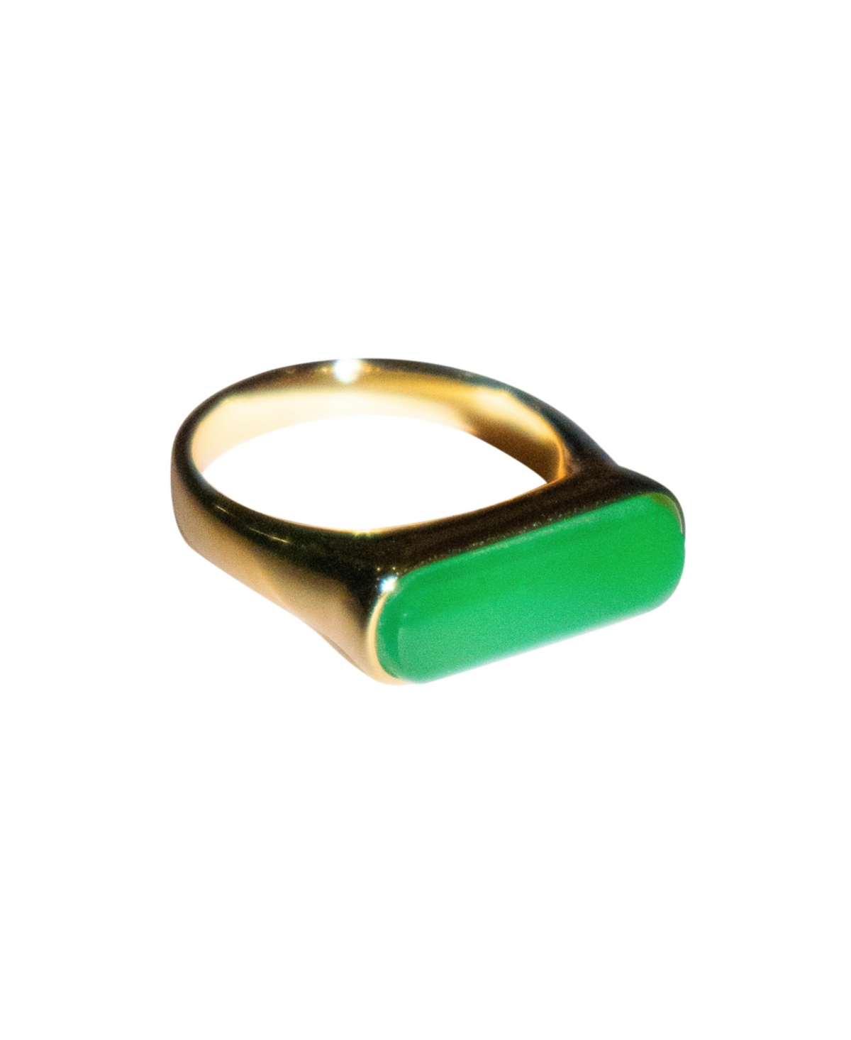 Bar &#x2014; Slim rectangular signet ring - Green