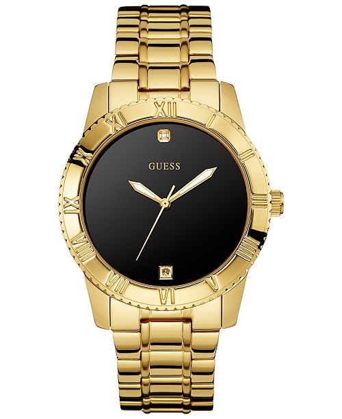 GUESS Men's Diamond Accent Gold-Tone Steel Bracelet Watch 42mm U0416G2 ...