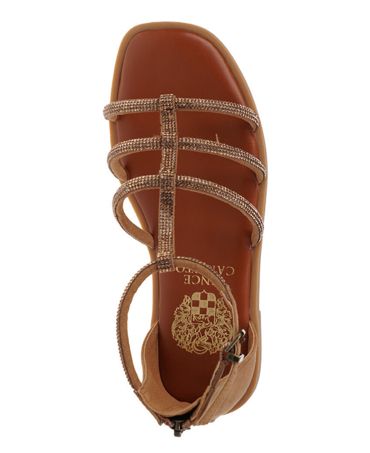 VINCE CAMUTO BIG GIRL'S FASHION SANDAL WITH MICRO STONE STRAPPY UPPER GLASS STONES/POLYESTER SANDALS 