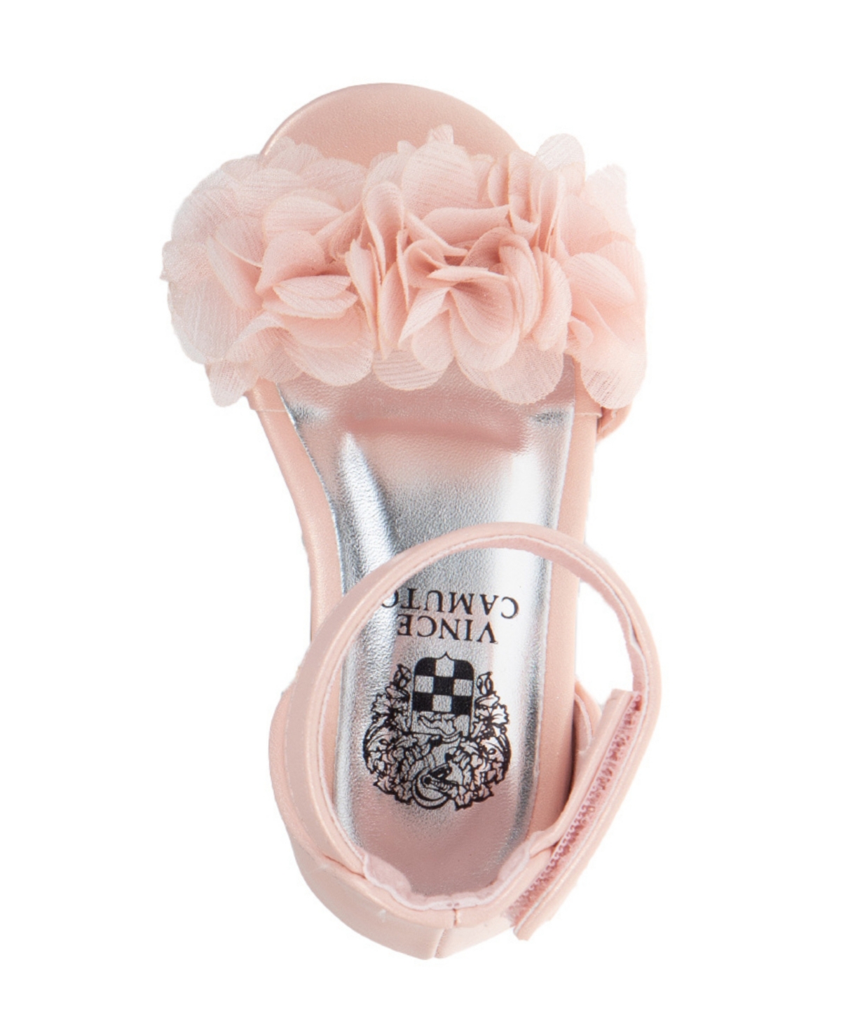 Shop Vince Camuto Toddler Girl's Heel With Chiffon Flowers And Adhesive Closure Polyurethane Sandals In White