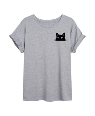 Trendy Juniors Peeking Cat Graphic Oversized Tee