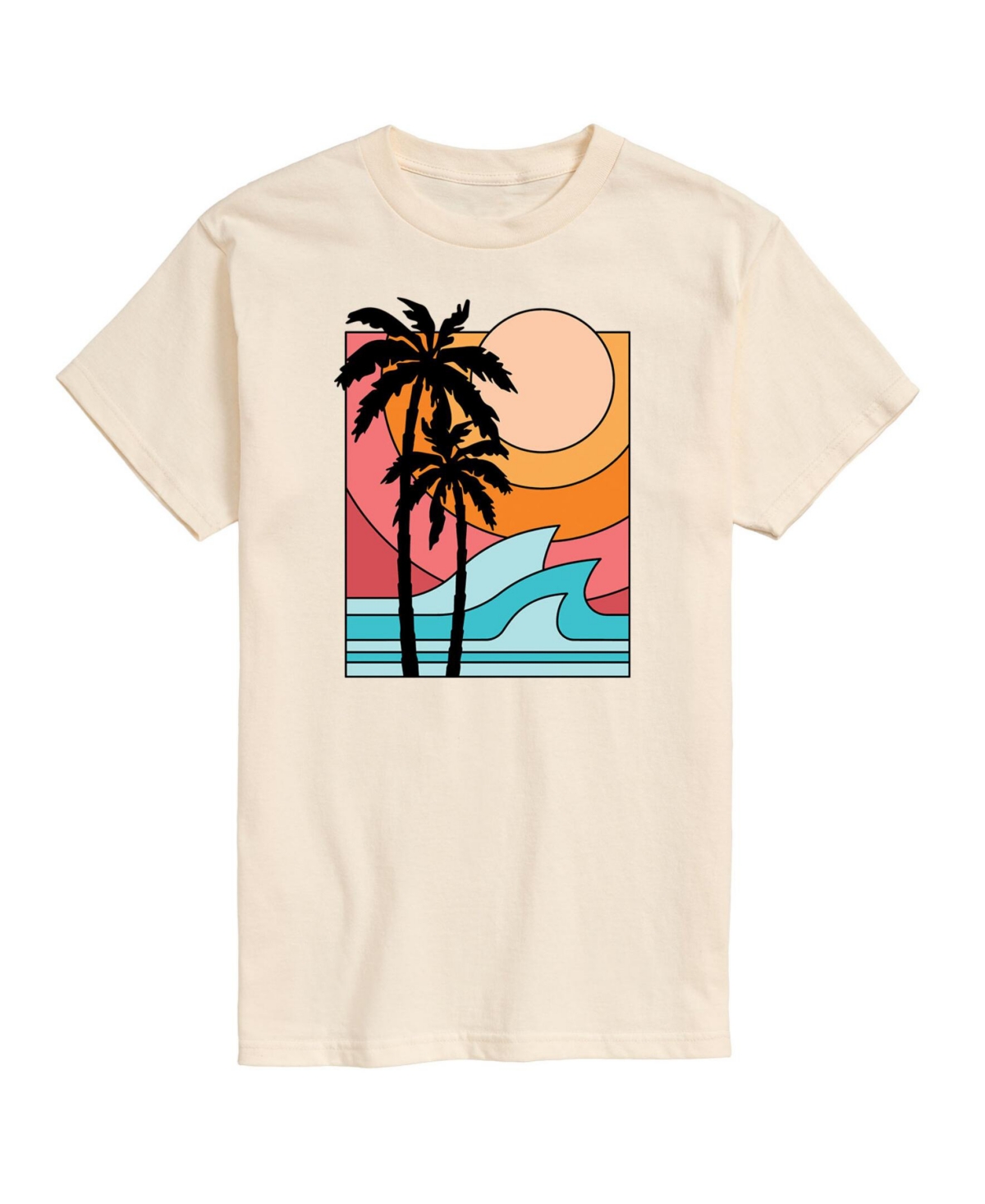 Good Vibes Llc Hybrid Apparel Trendy Juniors Palm Waves Graphic Tee In Beige,khaki