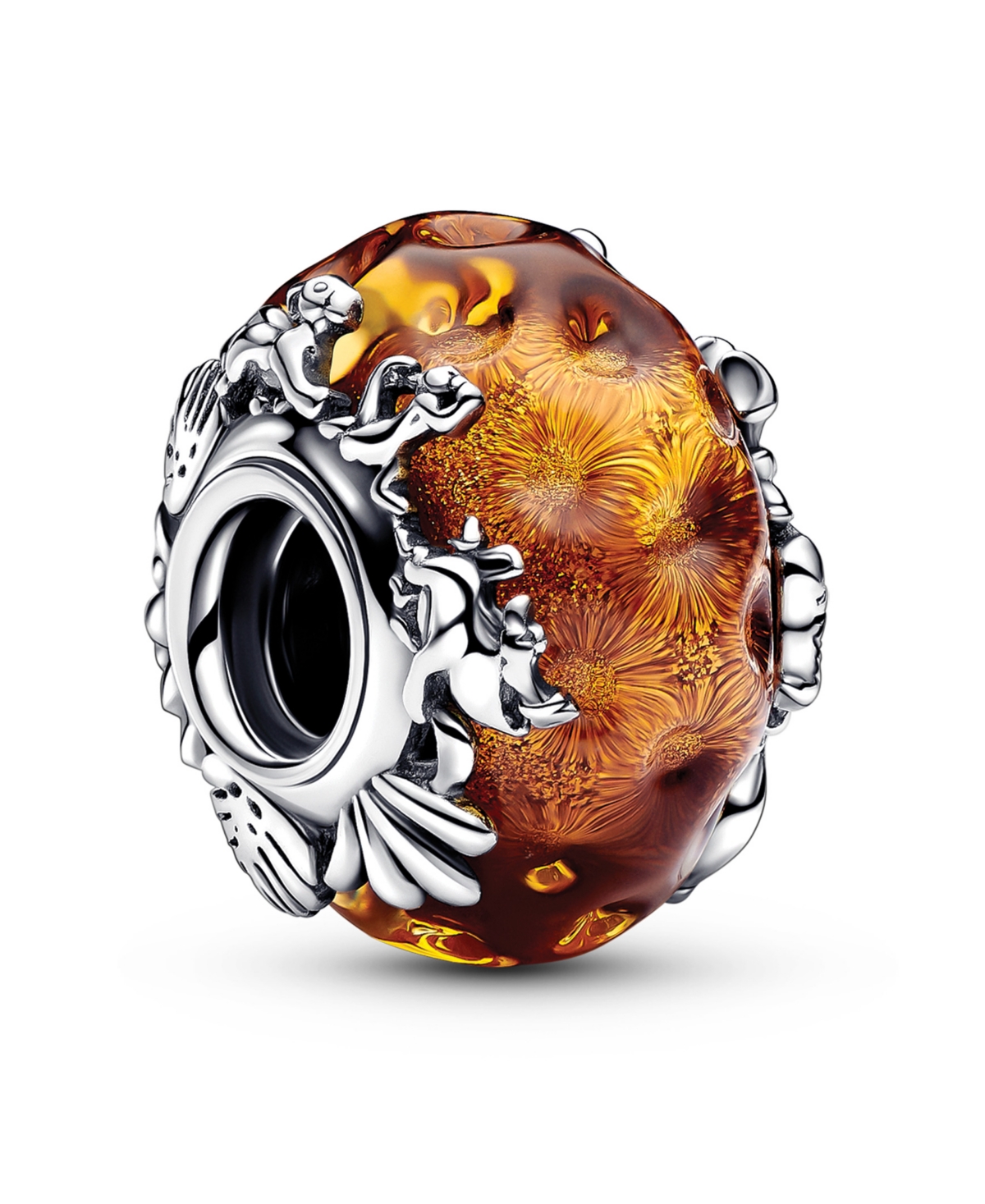 Sterling Silver The Lion King Murano Glass Charm - Silver