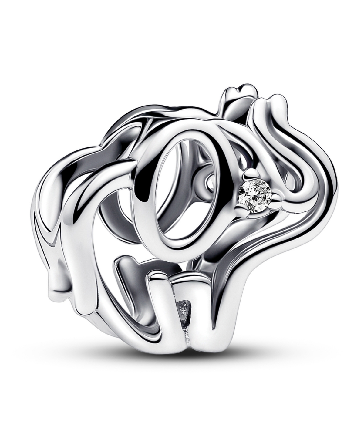 Sterling Silver Openwork Elephant Charm - Silver