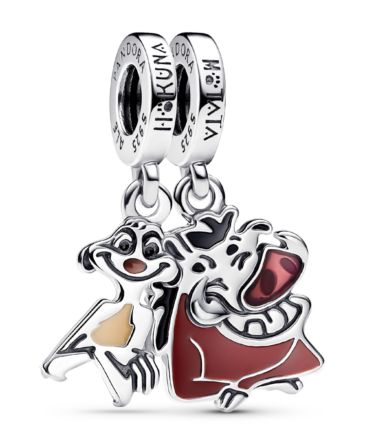 Sterling Silver The Lion King Timon Pumbaa Splittable Dangle Charm - Silver