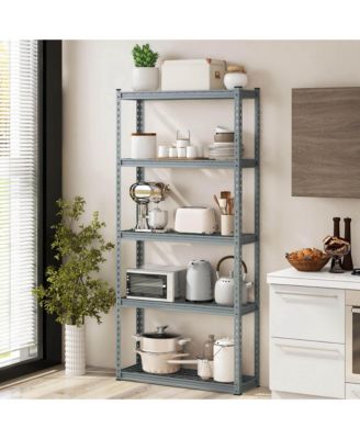 4 PCS 5-Tier Heavy Duty Storage Shelf Storage Utility Rack Shelf with Anti-tipping Device