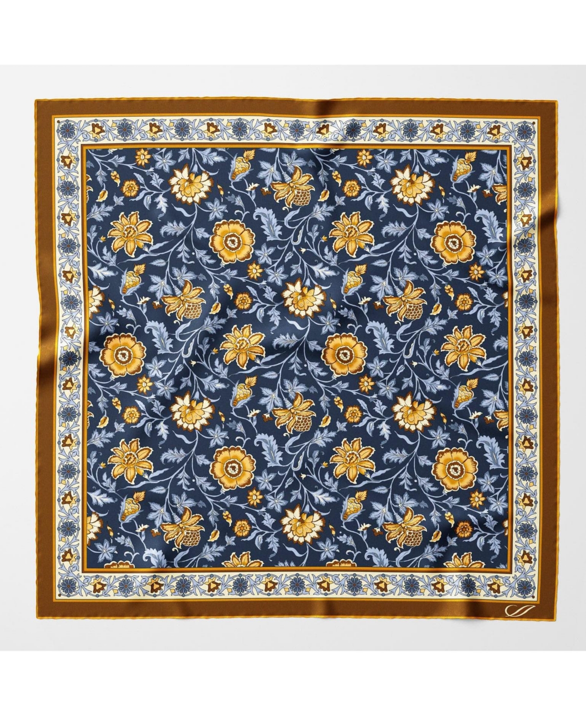 Elizabetta Men's Ibiza - Silk Pocket Square for Men - Navy and mustard