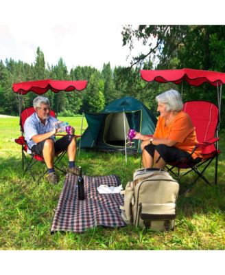 Folding Canopy Camping Chair Portable Beach Chair w/ Carrying Bag Blue