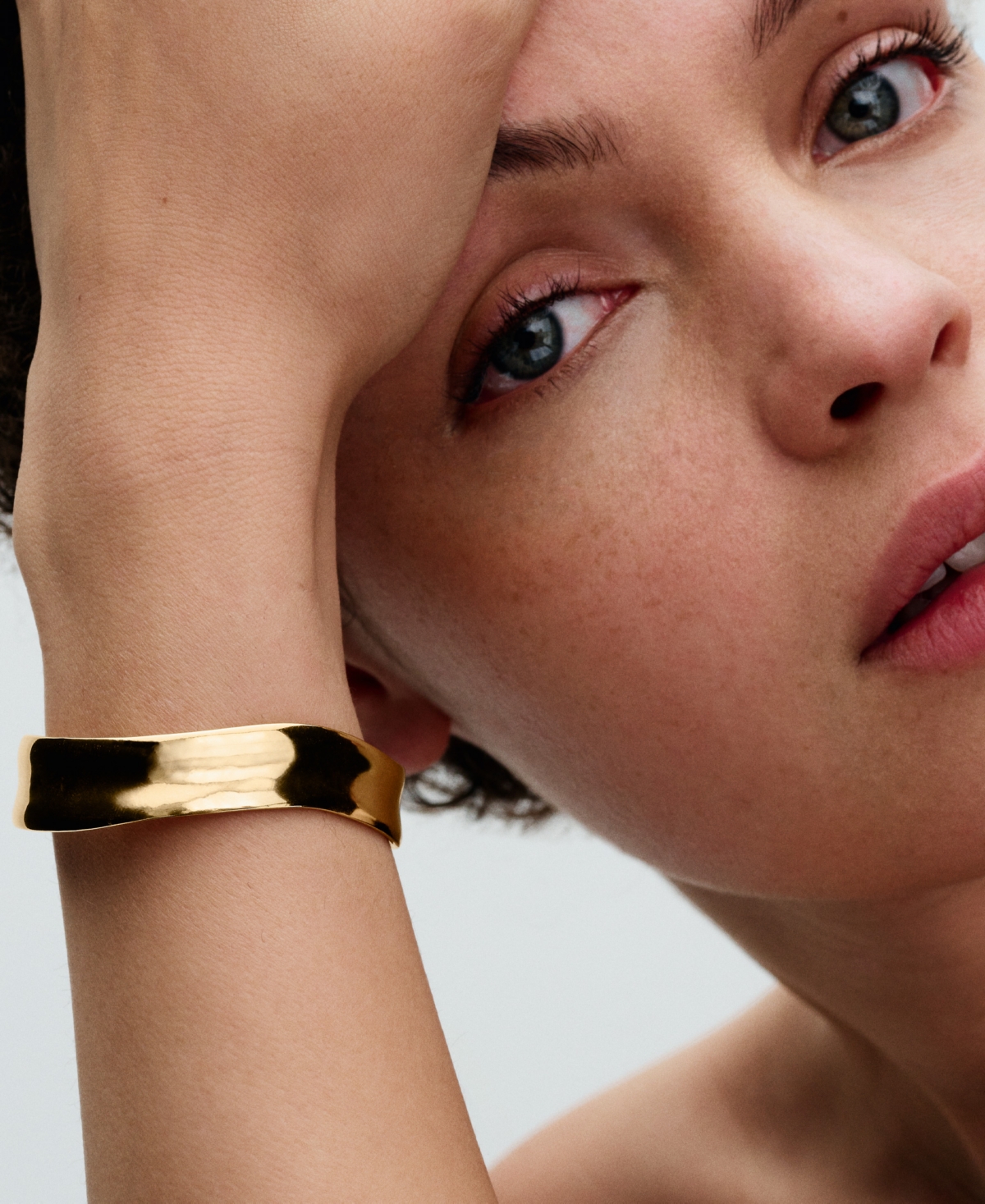 Pandora In 14k Gold-plated Shaped Broad Open Bangle In Gold