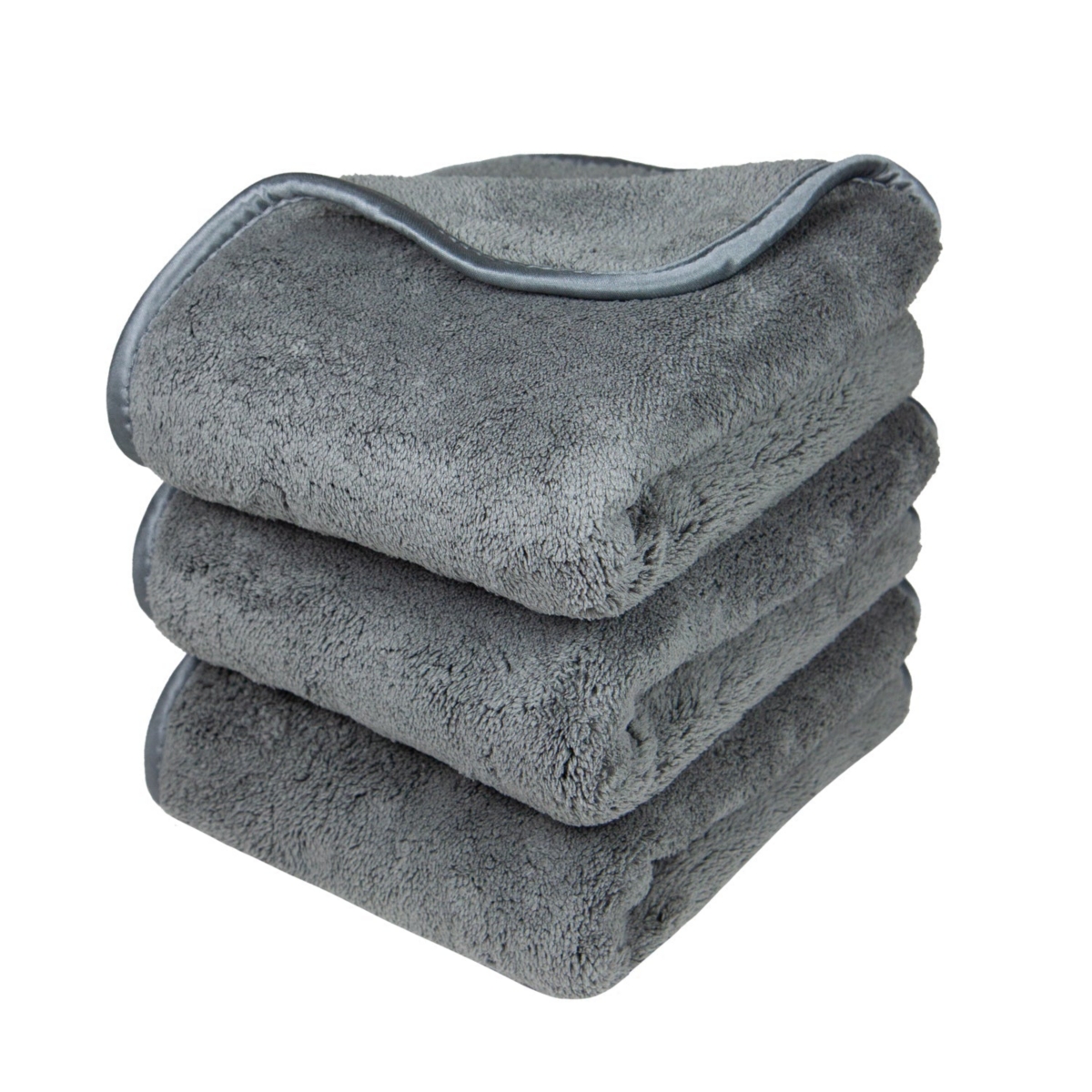 Towelzilla Car Washing Towel (3 Pack), 18x30, Ultra-Thick and Absorbent 800 Gsm - Grey