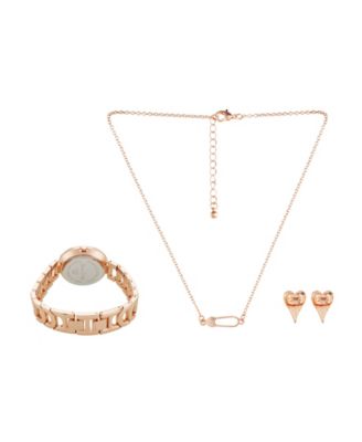 Women's Rose Gold-Tone Metal Alloy Bracelet Watch 33mm Gift Set