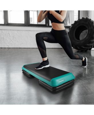 Aerobic Exercise Adjustable Step Platform, Health Club Size, with 4 Risers - Green
