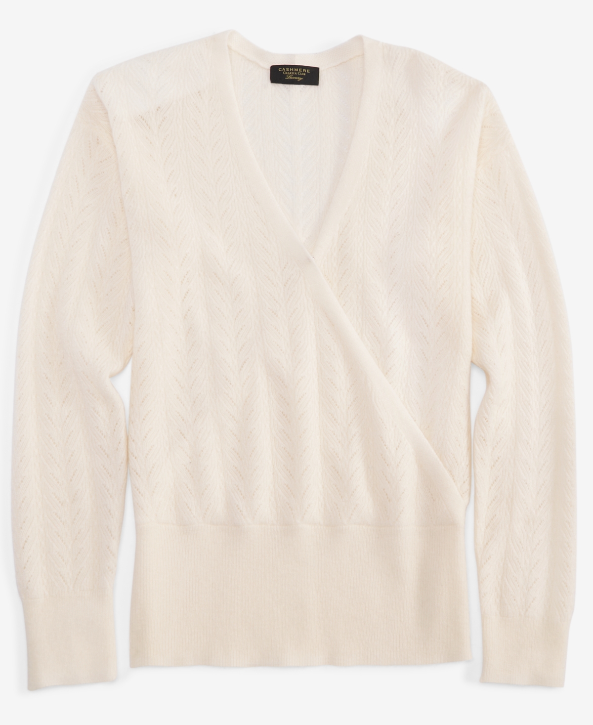 Charter Club Women's 100% Cashmere Long-Sleeve Pointelle Surplice Sweater, Created for Macy's