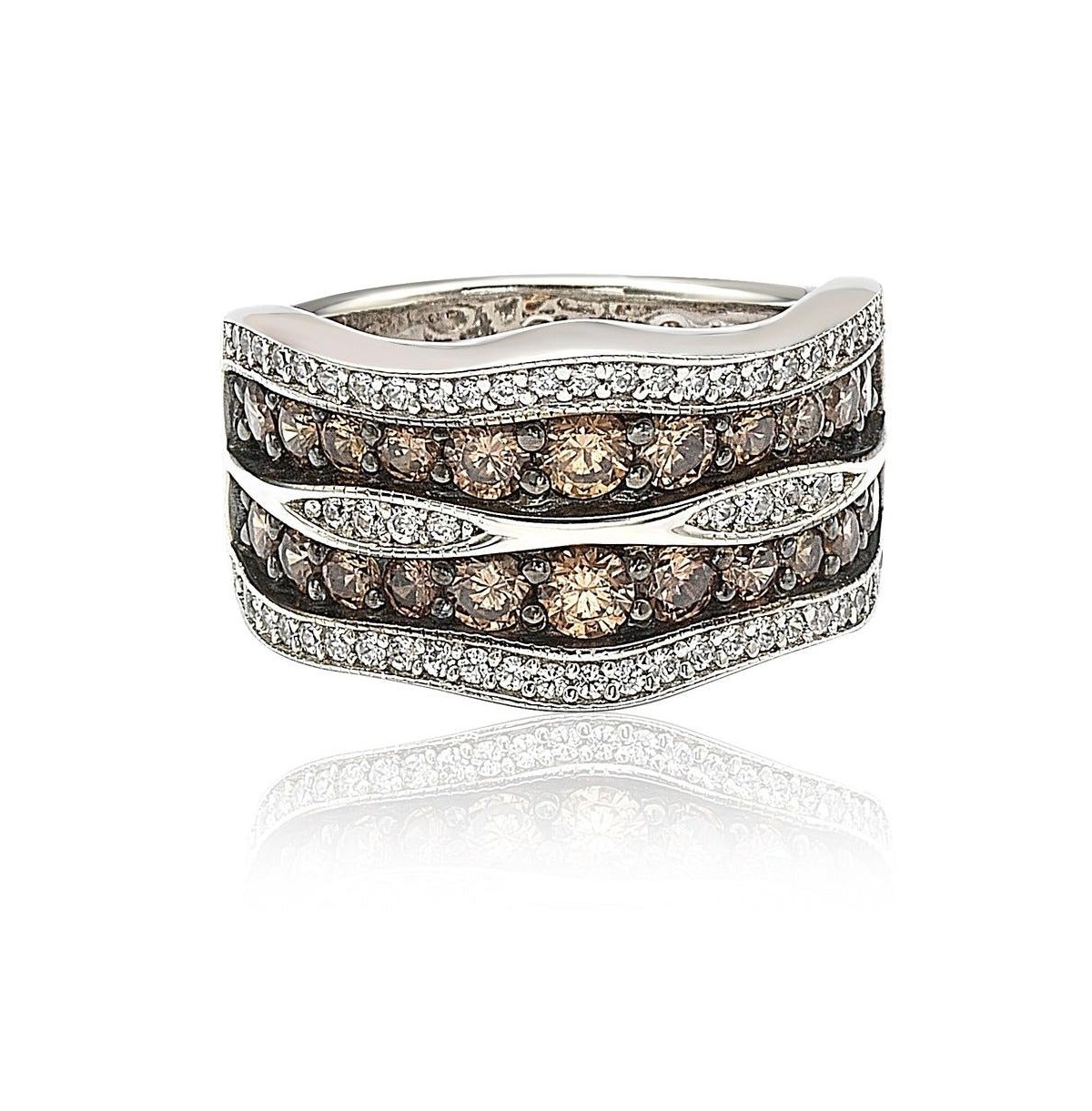 Suzy Levian New York Suzy Levian Sterling Silver Cubic Zirconia Large CurvyRing - Brown
