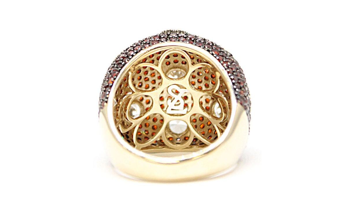Suzy Levian New York Suzy Levian Sterling Silver Cubic Zirconiadish Brown Pave Oversized Dome Ring