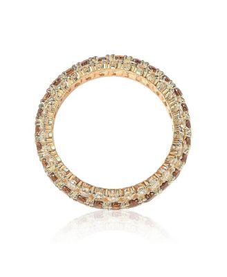 Suzy Levian Sterling Silver Cubic Zirconia 3 Row Brown Eternity Band